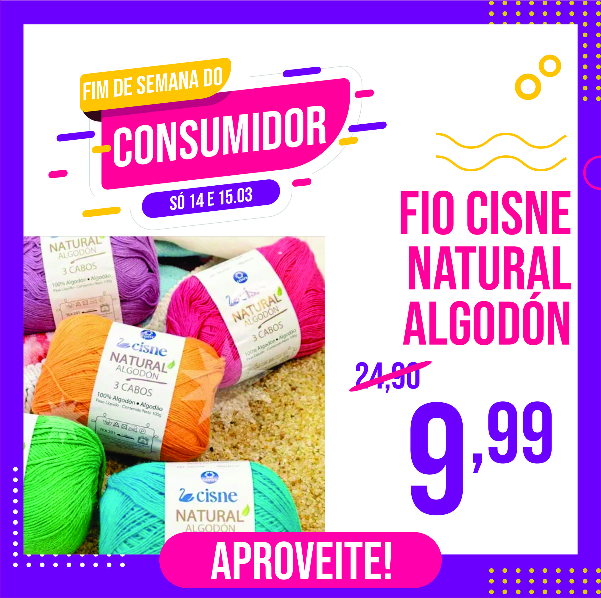 Fio Cisne Natural Algodón 3 Cabos